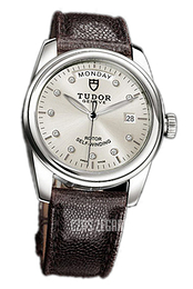 Tudor Glamour Day-Date Srebrny/Skóra Ø39 mm 56000-SDIDBRJLS