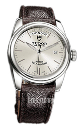 Tudor Glamour Day-Date Srebrny/Skóra Ø39 mm 56000-SIDBRJLS