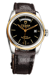 Tudor Glamour Day-Date Czarny/Skóra Ø39 mm 56003-BIDBRJLS