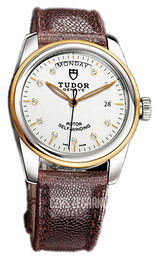 Tudor Glamour Day-Date Biały/Skóra Ø39 mm 56003-WDIDBRNJLS