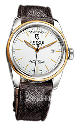 Tudor Glamour Day-Date Biały/Skóra Ø39 mm 56003-WIDBRJLS