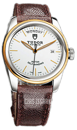 Tudor Glamour Day-Date Biały/Skóra Ø39 mm 56003-WIDBRNJLS