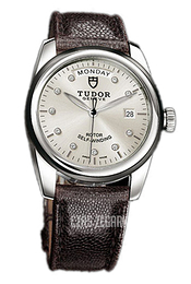 Tudor Glamour Day-Date Srebrny/Skóra Ø39 mm 56010N-SDIDBRJLS
