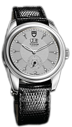 Tudor Glamour Double Date Srebrny/Skóra Ø42 mm 57000-SDIDBLZSP