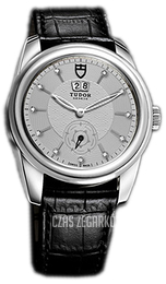 Tudor Glamour Double Date Srebrny/Skóra Ø42 mm 57000-SDIDSBLSP