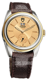Tudor Glamour Double Date Szampański/Skóra Ø42 mm 57003-CHIDBRJLSGD