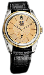 Tudor Glamour Double Date Szampański/Skóra Ø42 mm 57003-CHIDSBLSGLD