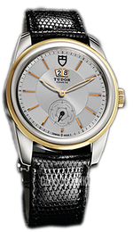 Tudor Glamour Double Date Srebrny/Skóra Ø42 mm 57003-SIDBLZS