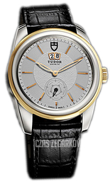 Tudor Glamour Double Date Srebrny/Skóra Ø42 mm 57003-SIDSBLSGLD