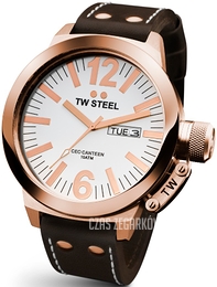 TW Steel Ceo Canteen Biały/Skóra Ø45 mm CE1017