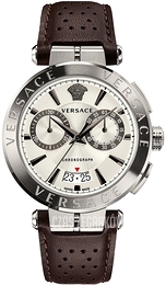 Versace Aion Srebrny/Skóra Ø45 mm VE1D01120