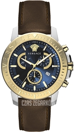 Versace New Chrono Chronograph 45mm Niebieski/Skóra Ø45 mm VE2E00221
