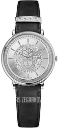 Versace V Circle Srebrny/Skóra Ø38 mm VE8101719