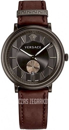 Versace V Circle Czarny/Skóra Ø42 mm VEBQ00419