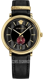 Versace V Circle Czarny/Skóra Ø42 mm VEBQ00519