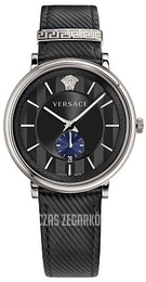 Versace V Circle Czarny/Skóra Ø42 mm VEBQ00918