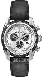 Versace V Ray Chrono Srebrny/Skóra Ø44 mm VEDB00519