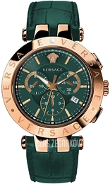 Versace V Race Set Zielony/Skóra Ø42 mm VERQ00420