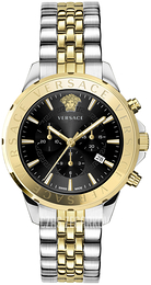 Versace Signature Czarny/Stal w odcieniu złota Ø44 mm VEV602223