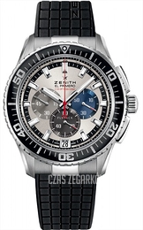 Zenith El Primero Stratos Flyback Srebrny/Guma Ø45.5 mm 03.2060.4057-69.R515
