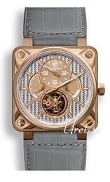 Bell & Ross Aviation Żółte złoto/Skóra 46x46 mm BR 01 Tourbillon Pink Gold Grey