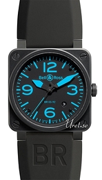 Bell & Ross Aviation Czarny/Guma 42x42 mm BR 03-92 Carbon Blue
