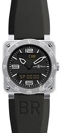 Bell & Ross Aviation Czarny/Guma 42x42 mm BR 03 Type Aviation Steel