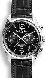Bell & Ross Vintage Czarny/Skóra Ø41 mm BR 126 Officer Black