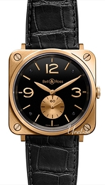 Bell & Ross Aviation Czarny/Skóra 39x39 mm BR S Pink Gold Black