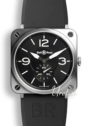Bell & Ross Aviation Czarny/Guma 39x39 mm BR S Steel