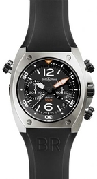 Bell & Ross Instrument Czarny/Guma 44x44 mm BR02CHRO-STE