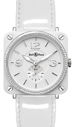 Bell & Ross Instrument Biały/Guma 39x38 mm BRS-WHCERAM-DIAM