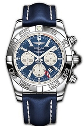 Breitling Chronomat GMT Niebieski/Skóra Ø47 mm AB0410-021