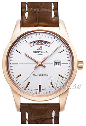 Breitling Transocean Day & Date Srebrny/Skóra Ø43 mm R4531012-G752-737P-R20BA.1