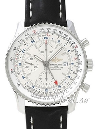 Breitling Navitimer World Srebrny/Skóra Ø46 mm A2432212-G571-441X-A20BA.1
