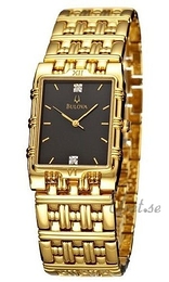 Bulova Diamonds Herr Czarny/Stal w odcieniu złota 97F16