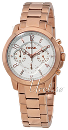 Fossil Gwynn Biały/Stal w kolorze różowego złota Ø38 mm ES4035