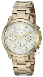Fossil Jacqueline Biały/Stal w odcieniu złota Ø38 mm ES4037
