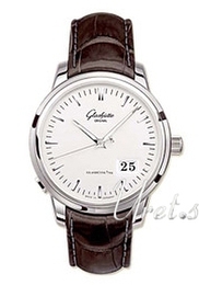 Glashütte Original Senator Panoramadatum Srebrny/Skóra Ø40.1 mm 100-03-13-02-04