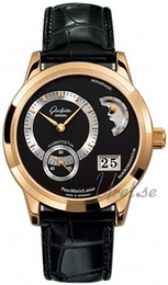 Glashütte Original Pano Czarny/Skóra Ø39 mm 90-02-06-01-04