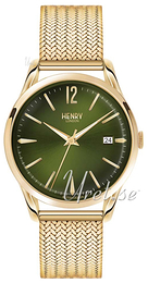 Henry London Hampstead Zielony/Stal w odcieniu złota Ø39 mm HL39-M-0102