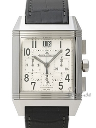 Jaeger LeCoultre Reverso Squadra Chronograph GMT Srebrny/Skóra 41x35 mm 7018420