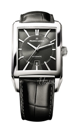 Maurice Lacroix Pontos Rectangulaire Date Czarny/Skóra 42.8x38.2 mm PT6257-SS001-330