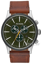 Nixon The Sentry Zielony/Skóra Ø42 mm A4052334-00