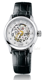 Oris Culture Artelier Skeleton Diamonds Srebrny/Skóra Ø31 mm 560 7604 4019 LS