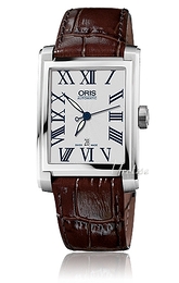 Oris Culture Rectangular Date Srebrny/Skóra 44x30 mm 583 7657 4071 LS