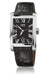 Oris Culture Rectangular Date Czarny/Skóra 44x30 mm 583 7657 4074 LS