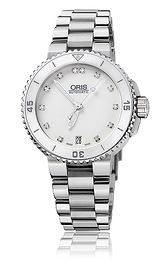 Oris Divers Aquis Date Diamonds Biały/Stal Ø36 mm 01 733 7652 4191-07 8 18 01P