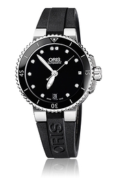 Oris Divers Aquis Date Diamonds Czarny/Guma Ø36 mm 01 733 7652 4194-07 4 18 34
