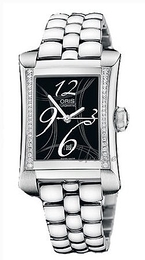 Oris Culture Rectangular Date Diamonds Czarny/Stal 25.9x37 mm 561 7621 4964 MB